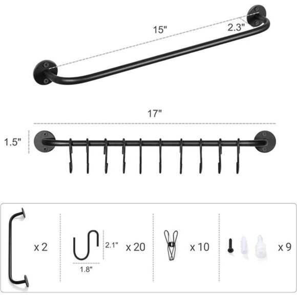 Hat Rack for Wall Baseball Cap Organizer Hanger with 20 Hooks Modern - Picture 10 of 14